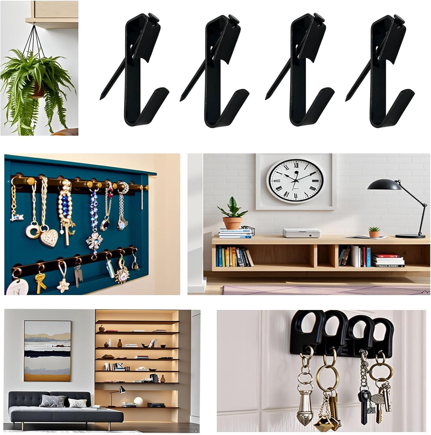 200 Pcs (100 Stes) Picture Hangers 30LB with Nails Kits Black Photo Frame H s Hanging Key