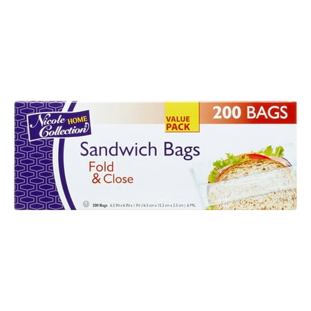 Nicole Home Collection Fold & Close Sandwich Bags, 200 Ct