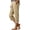 Beige, variant on QASIEATN Cotton Linen Cropped Pants for Women Fashion Straight Leg Pockets Pants with Drawstring Women's Casual Capris