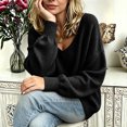 thumbnail image 4 of Wenini 2026 Women's V Neck Loose Long Sleeve Knit Pullover Sweater Fall Trendy Casual Sweater Top, 4 of 7