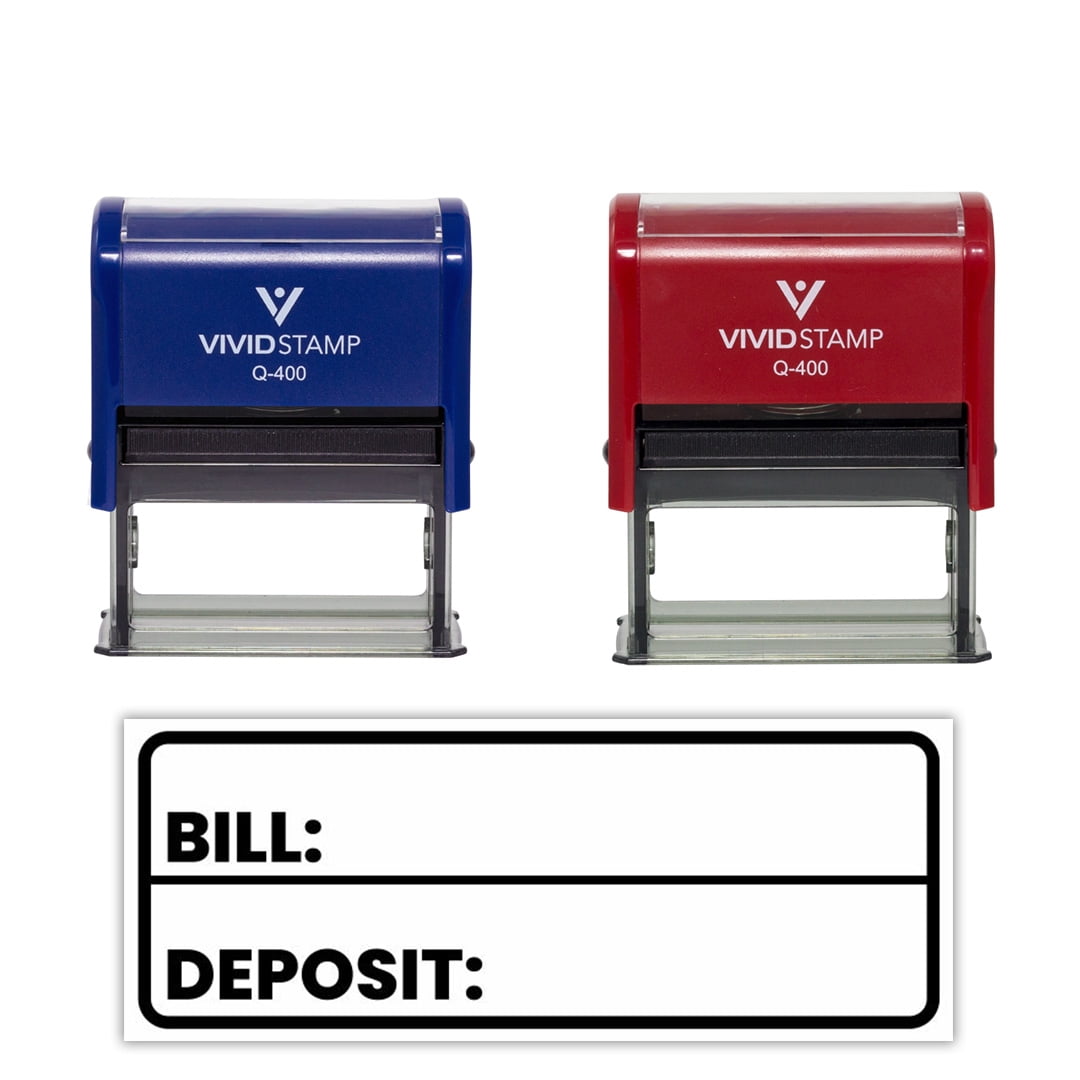 All Quality Bill Deposit Self-Inking Rubber Stamp | Business and Packaging Stamps (Blue Ink) - Q-400