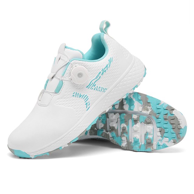 LiXingMing Chaussures de Golf pour Femmes Roses Professionnelles Imperméables Sans Crampons Chaussures de Sport d'Entraînement Extérieur Marche Blanc Bleu 38