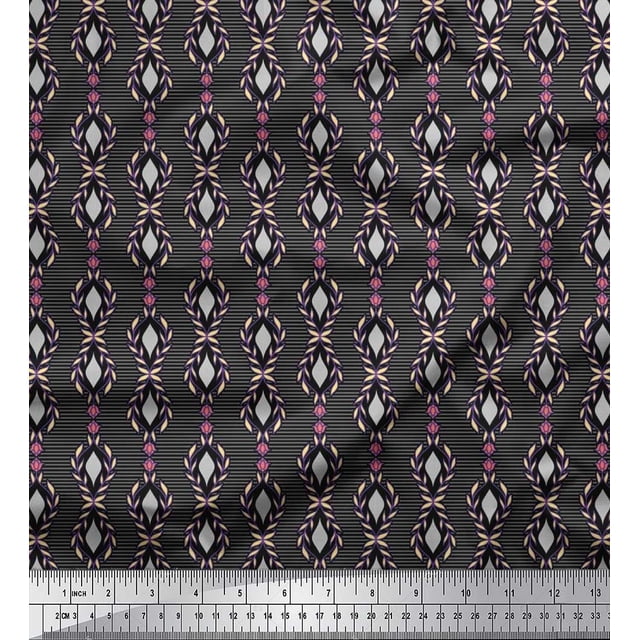 Soimoi Poly Georgette Fabric Floral & Ogee Damask Print Fabric by the Yard 42 Inch Wide