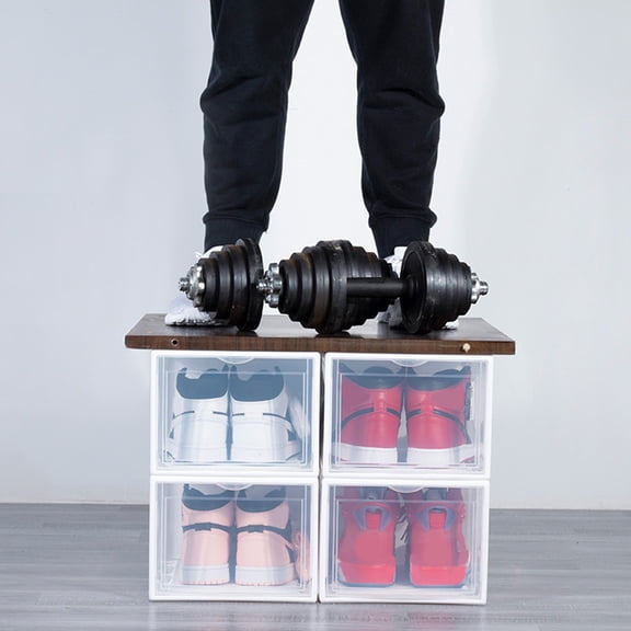 OUNONA 1Pc Black Plastic Assembly Shoes Box with High Strength and Transparent Window