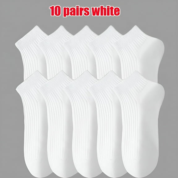 TELOLY 5 Pairs/Pack Cotton Socks Ankle Socks Women 100% Cotton Invisible Sweat-Absorbing Girls Low Tube Boat Socks White Socks Girls 36-42