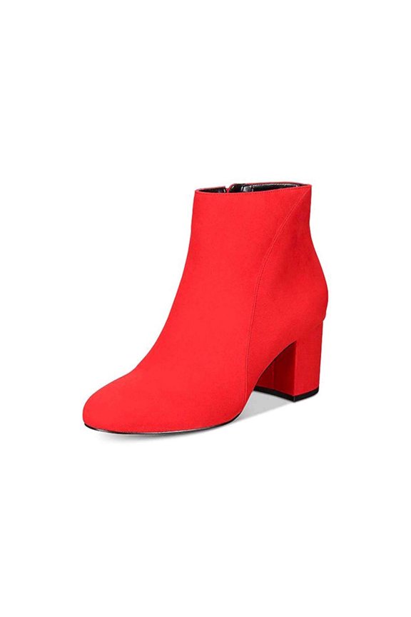Women's Floriann Fabric Almond Toe Ankle Fashion Boots Red Size 5.5 M