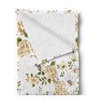 thumbnail image 2 of Flowers Soft Flannel Fleece Throw Blanket, Gardening Theme Floral Design Vector Illustration of Roses Botany Inspired, Cozy Plush for Indoor and Outdoor Use, 60" x 80", White and Beige, by Ambesonne, 2 of 5