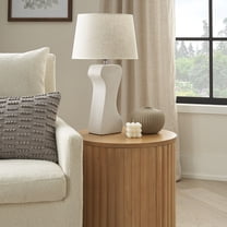 Nourison 21" Off-White Abstract Column Ceramic Table Lamp