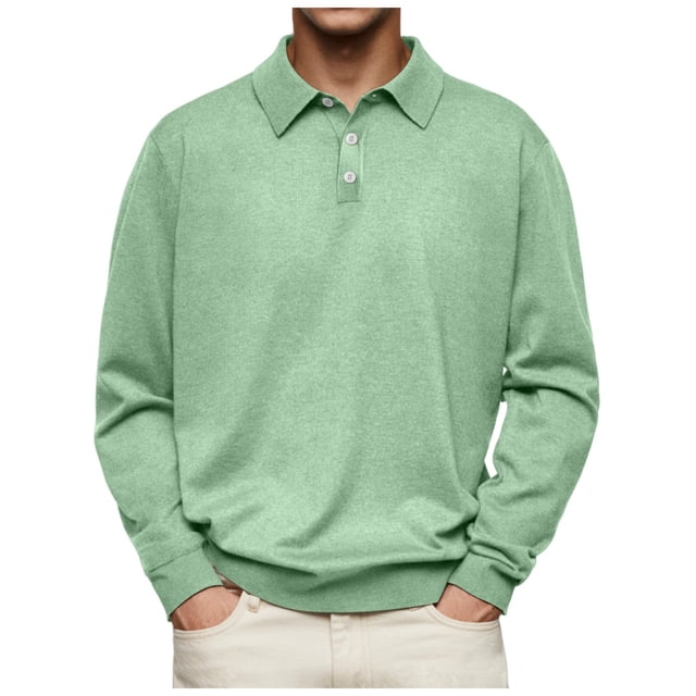 Camisa informal de manga larga con botones y color liso para hombre: diseño con solapa, material de poliéster, adecuada para el trabajo y la oficina, tallas S-XXXL.