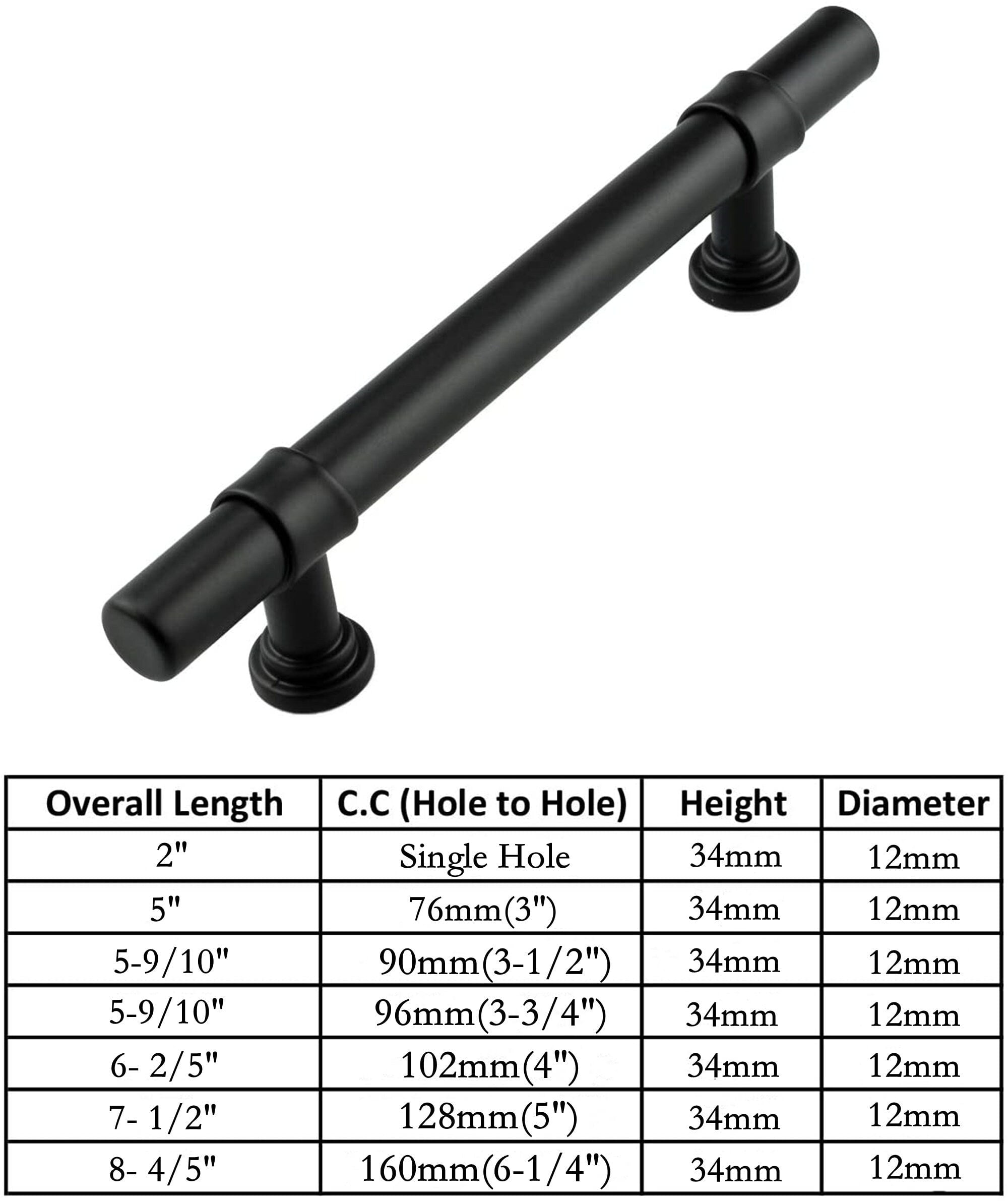 Fitviso 10 Pack 3 Inch(76mm) Hole Center Cabinet Handles Pulls for Kitchen Stainless Steel Matte Black Drawer Pulls ( 5" Length ）