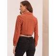 thumbnail image 3 of Chaqueta Corta de Pana para Mujer Chaqueta Corta Casual con Cremallera y Solapa Naranja oscuro L, 3 of 6