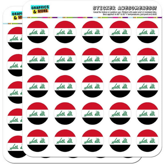 Iraq National Country Flag 50 1" Planner Calendar Scrapbooking Crafting Stickers