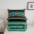 thumbnail image 5 of jejeloiu Southwestern Geometric Full Size Comforter Sets,Cowhide Pattern Bedding Comforter Set For Boys,Turquoise Brown,Black Reversible,3 Pieces,1 Comforter and 2 Pillowcases, 5 of 7