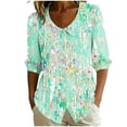 thumbnail image 2 of Sheghy Shirts for Women Cotton Linen Printed Button Spring Summer Everyday Shirt Army Green M, 2 of 6