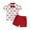 Red, variant on Odeerbi Infant Boys 2 Piece Outfits Gentleman Formal Dress Suit Set Fashion Casual Sleeveless Tops Round Neck Collar Botton Printed Shorts Sets Green
