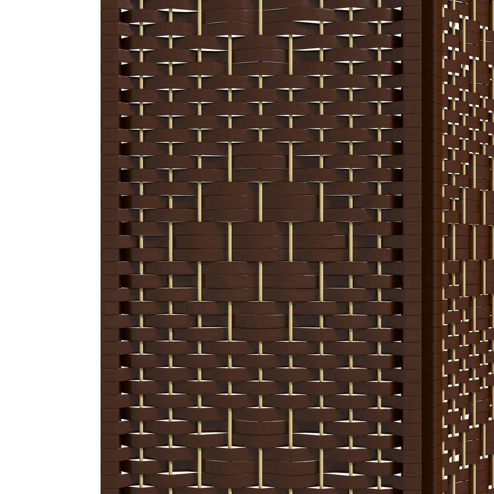 Yardi Yarda 6 Panel Folding Room Divider, Portable Privacy Screen Wave Fiber Room Partition for Indoor, Brown