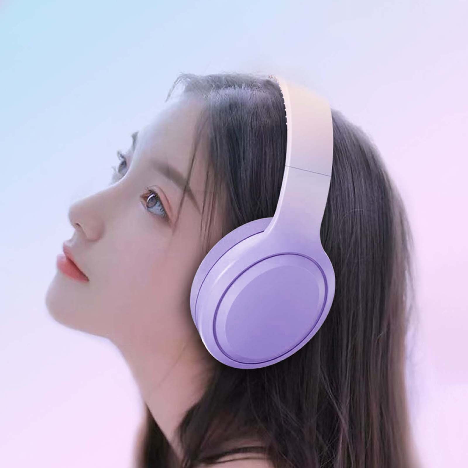 Bluetooth Headphones Over Ear, 80H Playtime Headphones Wireless with Mic, Bluetooth Headphones with 3 EQ Modes, HiFi Stereo Foldable Wireless Headphones for Phone PC Travel Workout,Purple