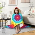thumbnail image 4 of Wearable Blanket,Rainbow Tie Dye Circular Pattern Hooded Wearable Sherpa Blanket for Adults & Teens,Winter Poncho Shawl Wrap Cape Thick Warm,60"x80", 4 of 5