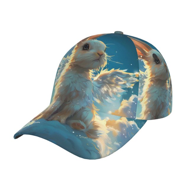 Vsdgher Cute Angel Winged Rabbit Print Classic Low Profile Baseball Cap Golf Dad Hat Adjustable Hats Men Women Unconstructed Cap