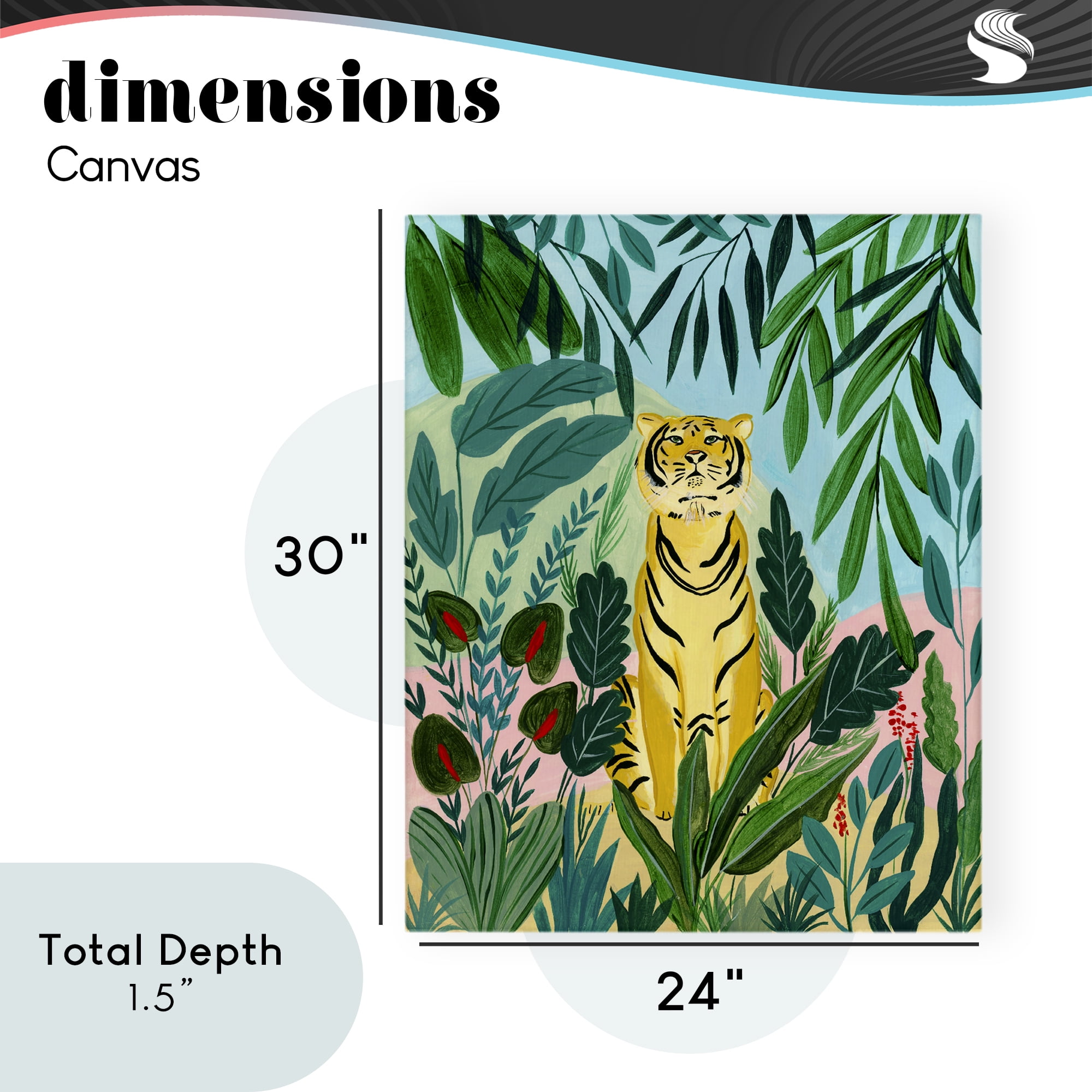 Stoic Tiger Tropical Forest Canvas Wall Art, design by Nabeela Rumi