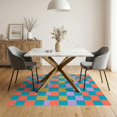 thumbnail image 3 of ODIKA Storybook Square Bold Alternating Grid Design Floor Covering Non-Slip Chair-Friendly for Dining Room, Under Table, Home Office, 3 of 7