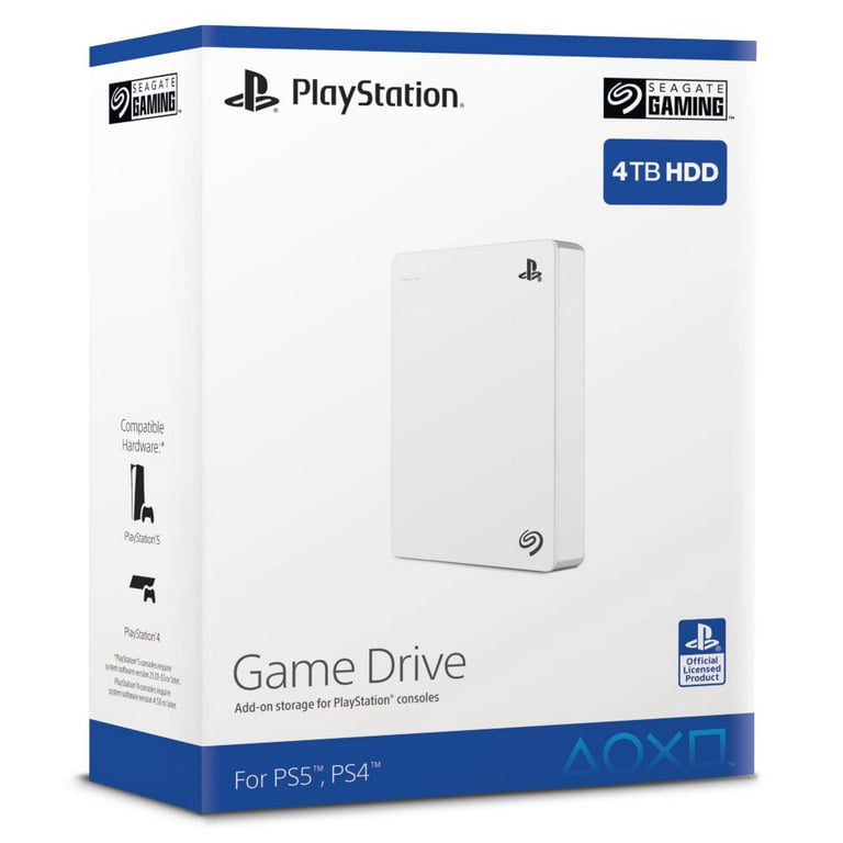 3.0 Seagate USB Licensed PlayStation Game 4TB White External Portable Officially Hard Drive for Consoles - Drive