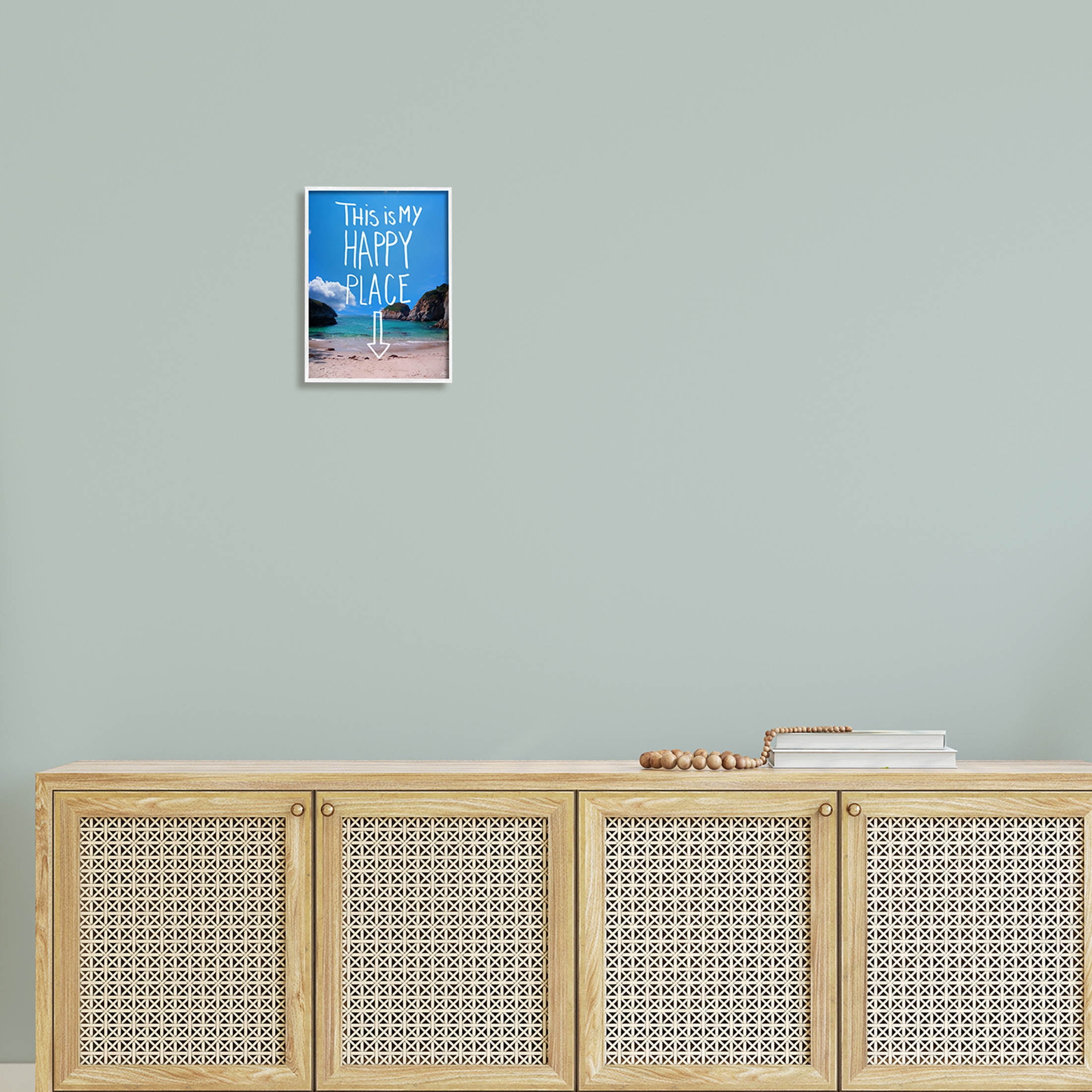Stupell Industries My Happy Place Summer Beach Graphic Art White Framed Art Print Wall Art, Design by K. Kaufman