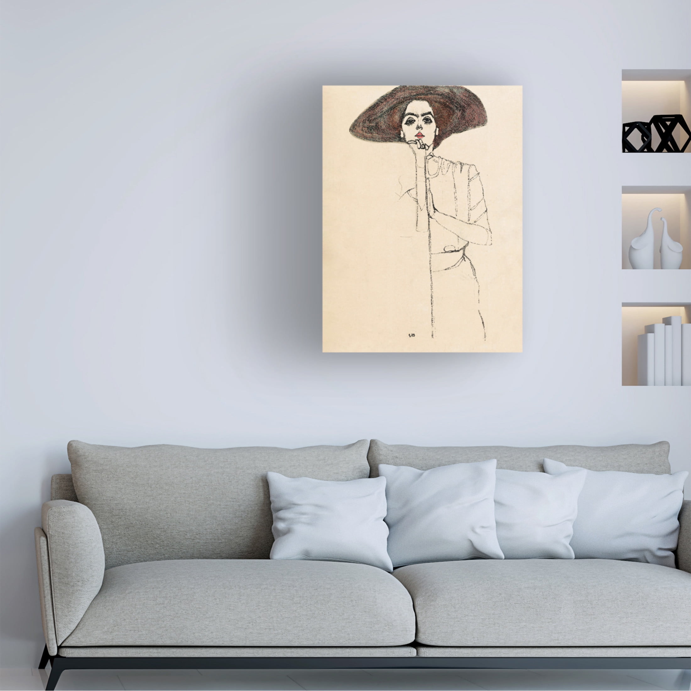 Canvas Wall Art - Pictufy  'Portrait Of A Woman 1910' Wall Art for Living Room, Bedroom, or Office Décor by Trademark Fine Art - 24 x 32 Inches