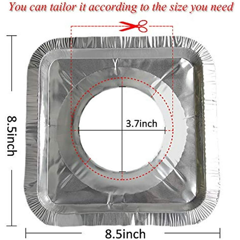 50 Pack 8.5 Square Aluminum Foil Stove Burner Covers - Range Protectors,  Disposable Bib Liners for Gas Burners - Easy Cleanup!