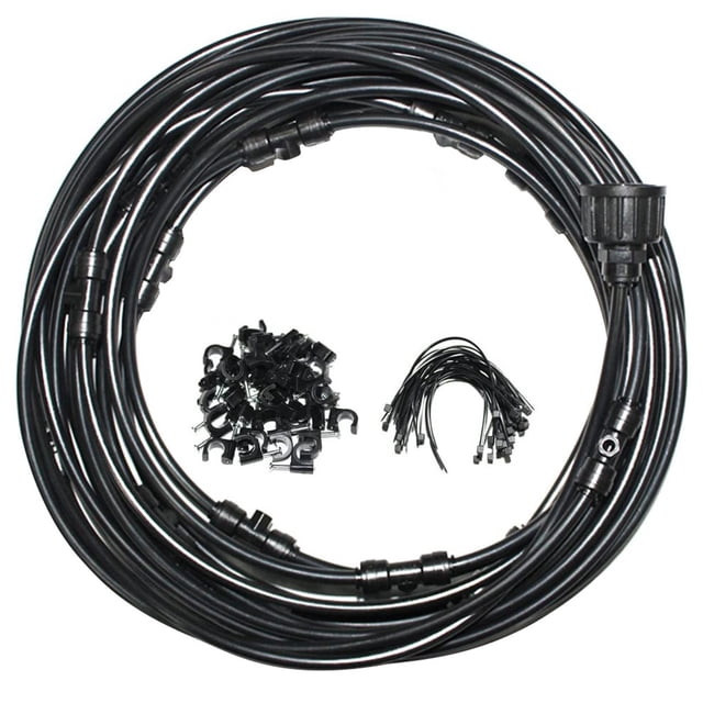 Naiovety Sistema de nebulización de invernadero para interior y exterior, jardín, plantas, flores, riego automático, Kit de riego, sistema de anillo de Jardín y Patio negro traje de 12m Naiovety HA001762-08