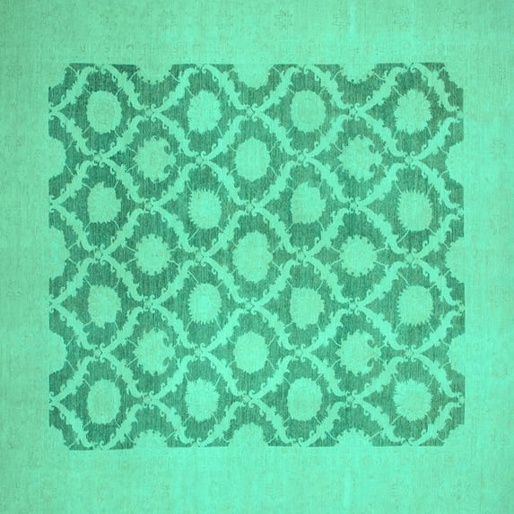 Ahgly Company Indoor Square Oriental Turquoise Blue Traditional Area Rugs, 5' Square