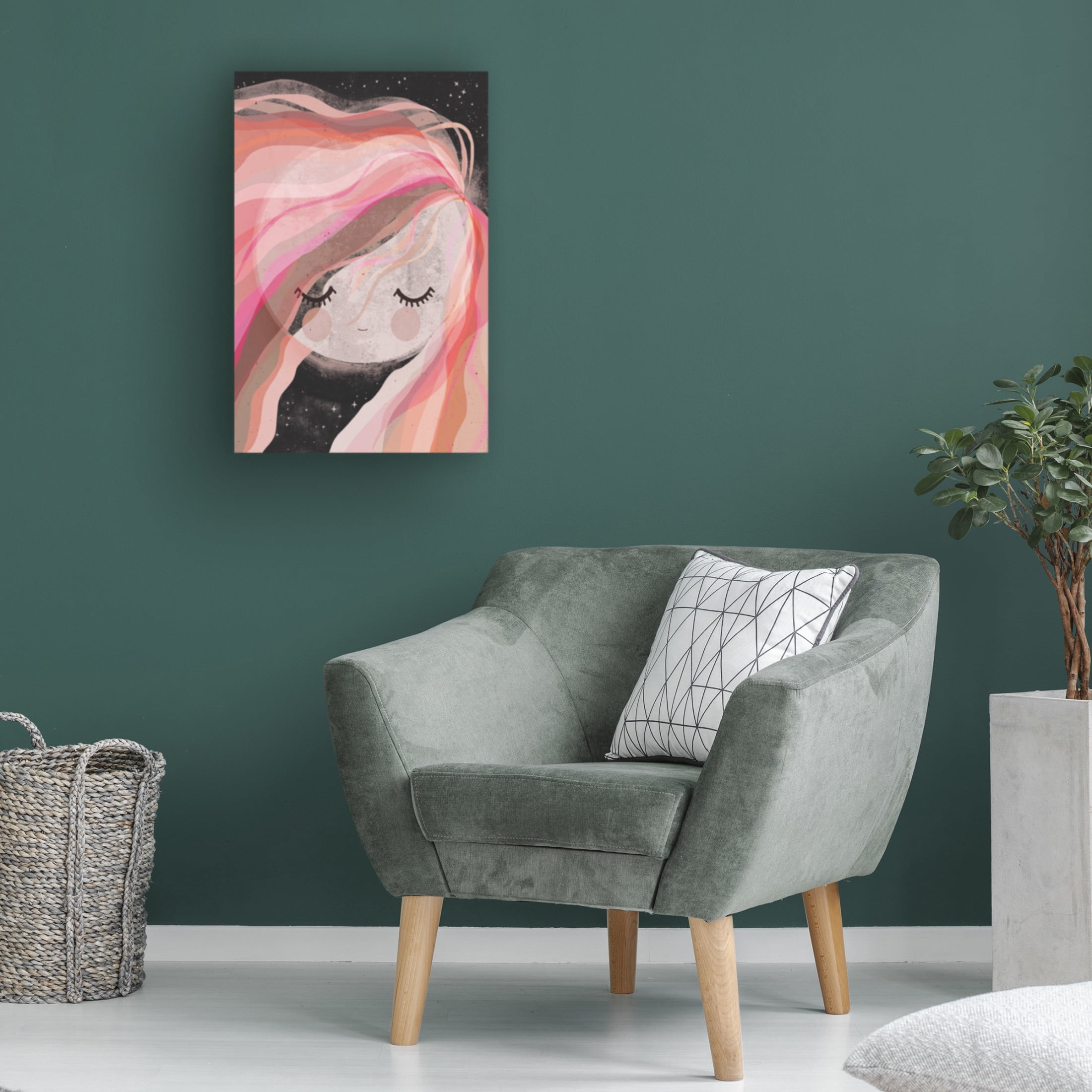 Canvas Wall Art - Treechild 'Moon Girl' Wall Art for Living Room, Bedroom, or Office D?cor by Trademark Fine Art - 12 x 19 Inches