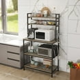 thumbnail image 4 of SamyoHome Baker's Rack Kitchen Storage Shelving Unit Microwave Cart Oven Stand Coffee Bar with 10 Hooks & 5 Tier Shelves(Vintage Gray), 4 of 10