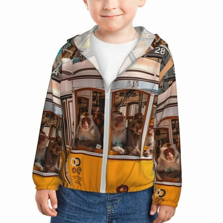 

Vsdgher Modern Urban Monkey Kids Sun Protection Hoodie with Zip Rash Guard Tops Children s Long Sleeve Sun Protection Clothing - 4 Years