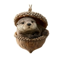 nTRIUQJ Forest Animal Acorn Ornaments – Cute Cartoon Animal Decorative Hanging Ornament, Cozy Forest Cone Animal Decoration, Acrylic Hanging Ornament for Christmas Tree B