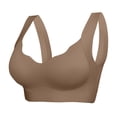 thumbnail image 2 of IQOGKRN Women's Seamless Wireless Bra Ribbed Texture No Underwire Seamless Full Coverage T-Shirt Pullover Sleep Bra Comfortable Everyday Support Bralette Coffee 2XL, 2 of 8
