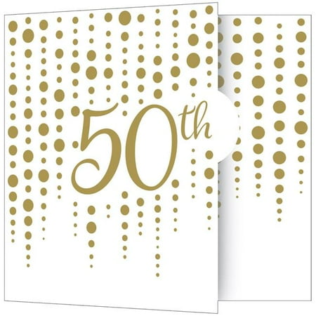 Golden Anniversary Invitation - Creative Converting 340543 Gold 50th Anniversary Invitations, 8 Count