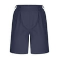 thumbnail image 6 of QATAINLAV Womens Bermuda Shorts High Waisted Dressy Casual Linen Shorts Wide Leg Knee Length Summer Beach Shorts with Pocket Navy S Mother's Day Gifts, 6 of 8