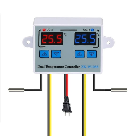 12 V Digital Dual Temperature Controller LED Celsius Thermostat Regulator Heating Cooling Temperature Control with