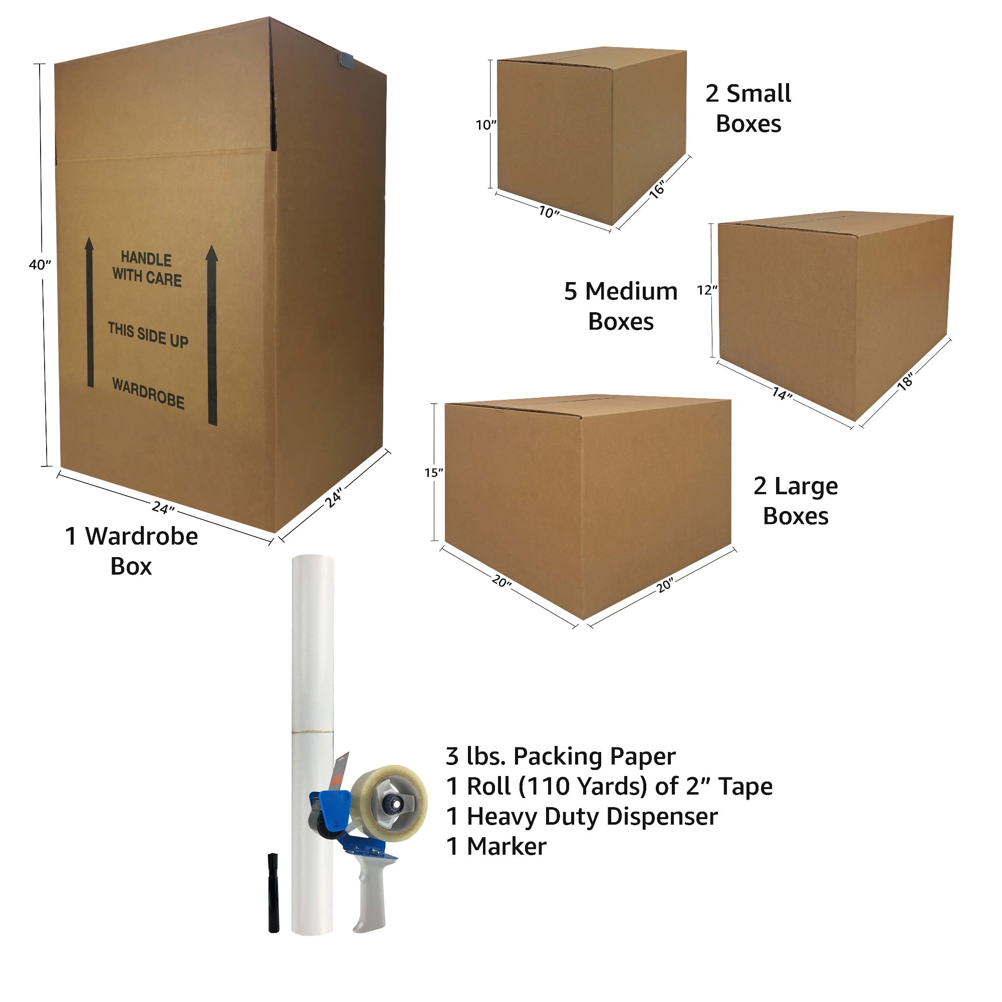 uBoxes 1 Room Wardrobe Moving Kit 10 Packing Boxes and Moving Supplies