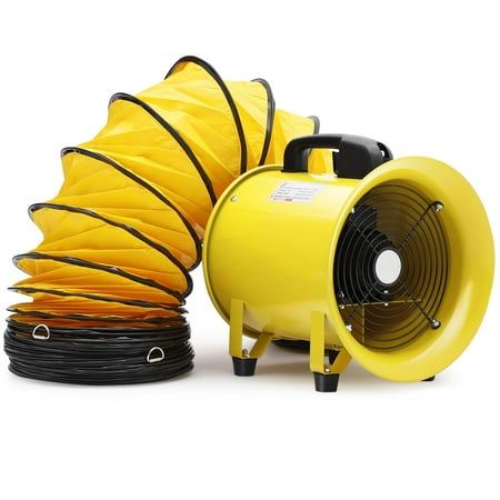 Pinypikaka Industrial Utility Blower Fan 10 inch Portable Ventilator High Velocity Utility Blower with 32.8 FT PVC Duct Hose for Basements Tunnels Factories Warehouse, Yellow