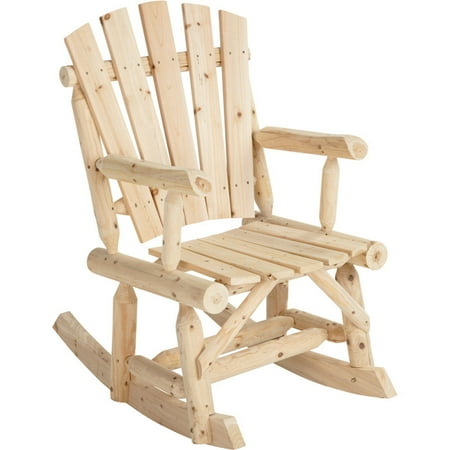 Outdoor Log Adirondack Rocker / Rocking Chair - Natural Wood