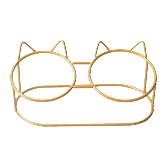Comedero doble para gatos Yuyangstore Soporte elevado para comederos para gatos oro
