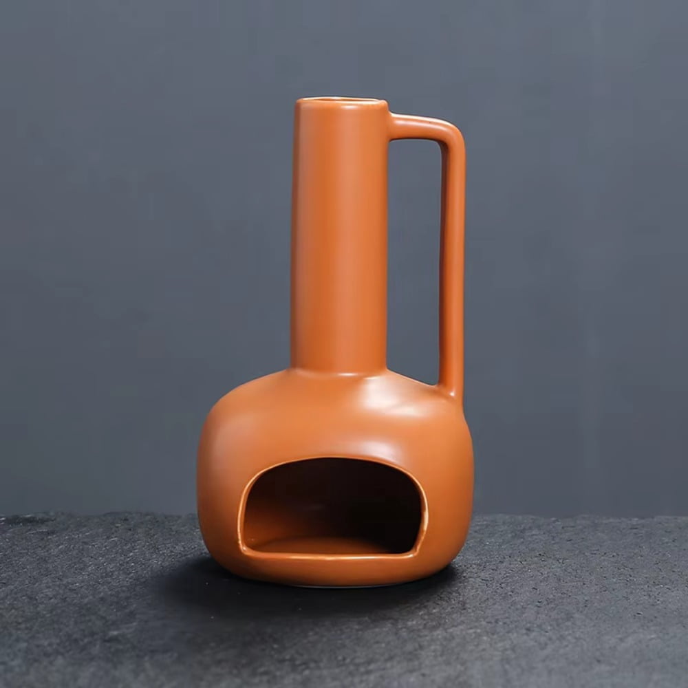 1pc Ceramic Multifunctional Home Decor Palo Santo Holder Sage Burner Incense Burner with Chimney & Handle (Without Incense)