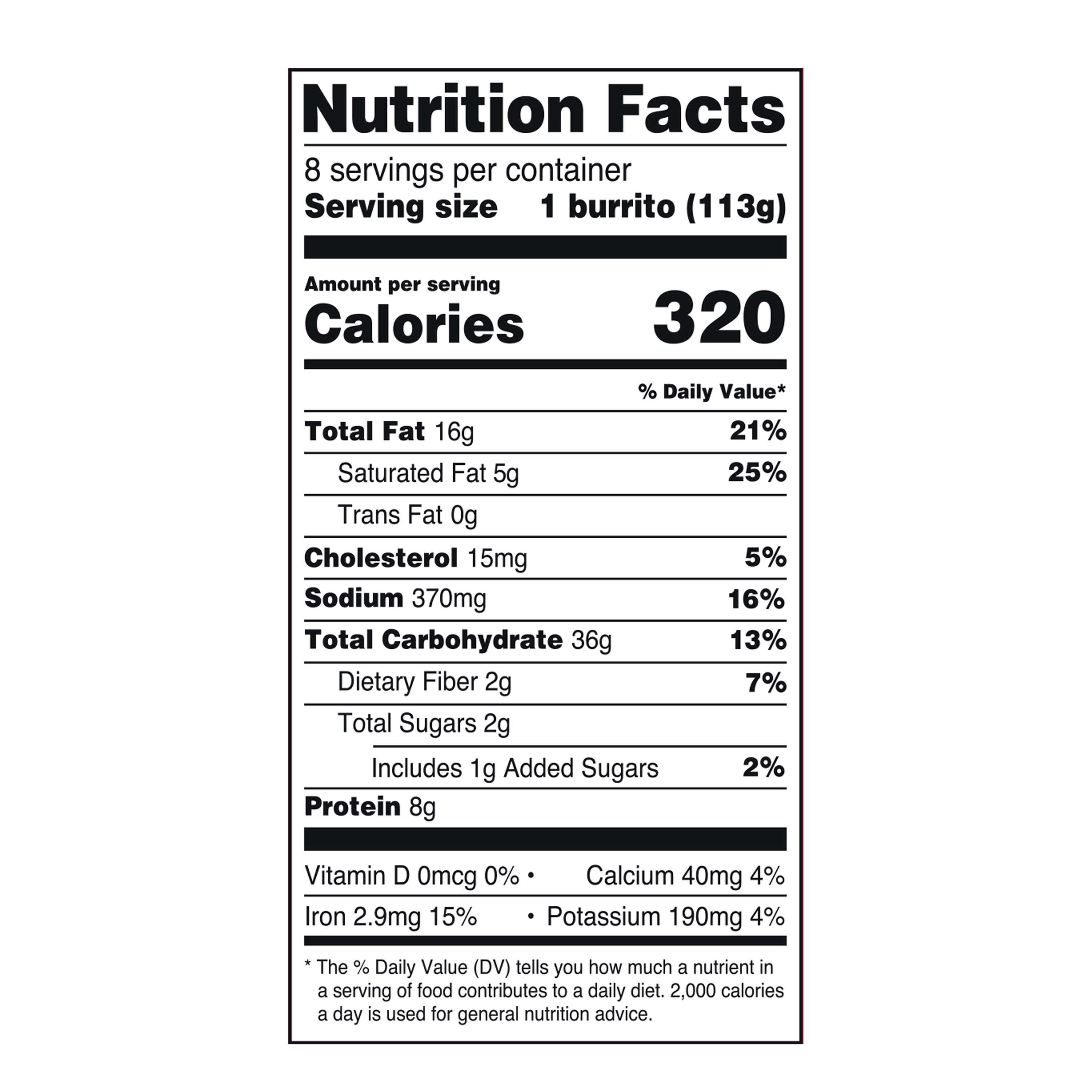 Great Value Beef & Bean Burritos, 32 oz, 8 Count (Frozen)