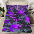 thumbnail image 2 of Homewish Fashion Splash Graffiti Queen Sheet Sets for Kids, Purple Camouflage Flat Sheet, Chic Abstract Ombre Queen Fitted Sheet, Lightweight Room Decor, 4 Pieces, 2 of 7