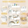thumbnail image 3 of Carrito Organizador 4 Niveles, Carrito Organizador con Ruedas de Metal, Carritos Auxiliar con 12 Ganchos y 6 Cajas, Carritos de Servicio para Cocina Baño Estética., 3 of 4