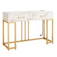 thumbnail image 6 of Ktaxon Console Table Modern Entryway with Storage Drawers Outlets USB, Narrow Faux Marble Sofa Coffee Desk, Home Furniture Decor Indoor,Gold & White, 6 of 11