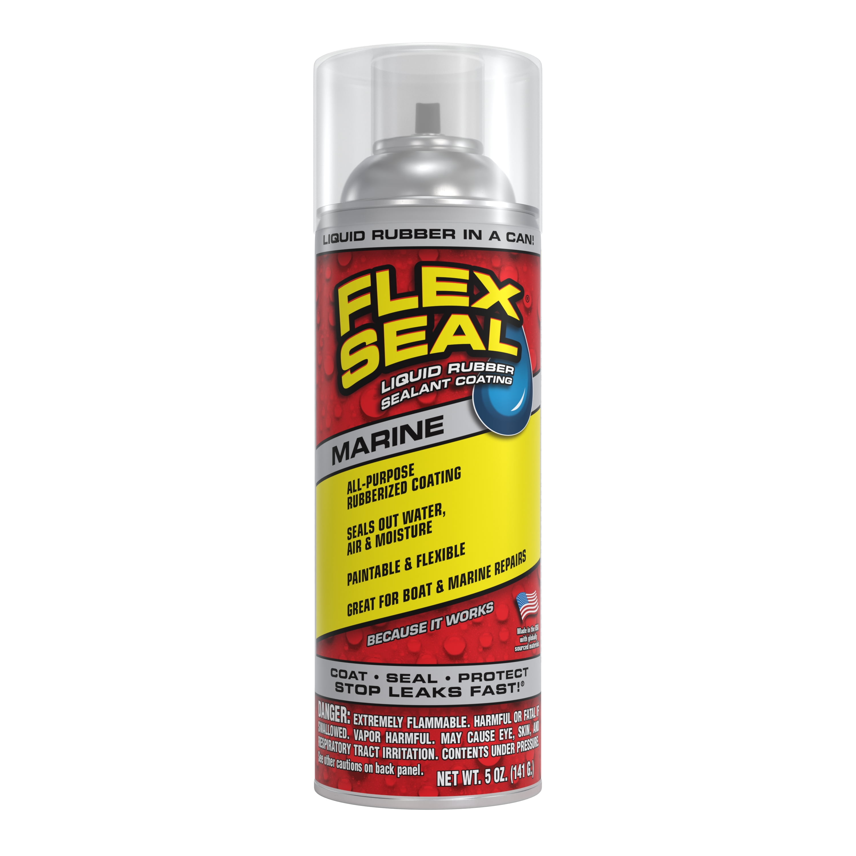 (3 pack) Flex Seal Liquid Rubber Marine Aerosol Sealant Coating, Clear, 5 oz