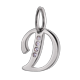 thumbnail image 1 of Charm para Pulsera LuckyLy, Dije Inicial Letra A, Acero Inoxidable y Zirconia Cúbica, Modelo Lizzy plateado Letra D, 1 of 7